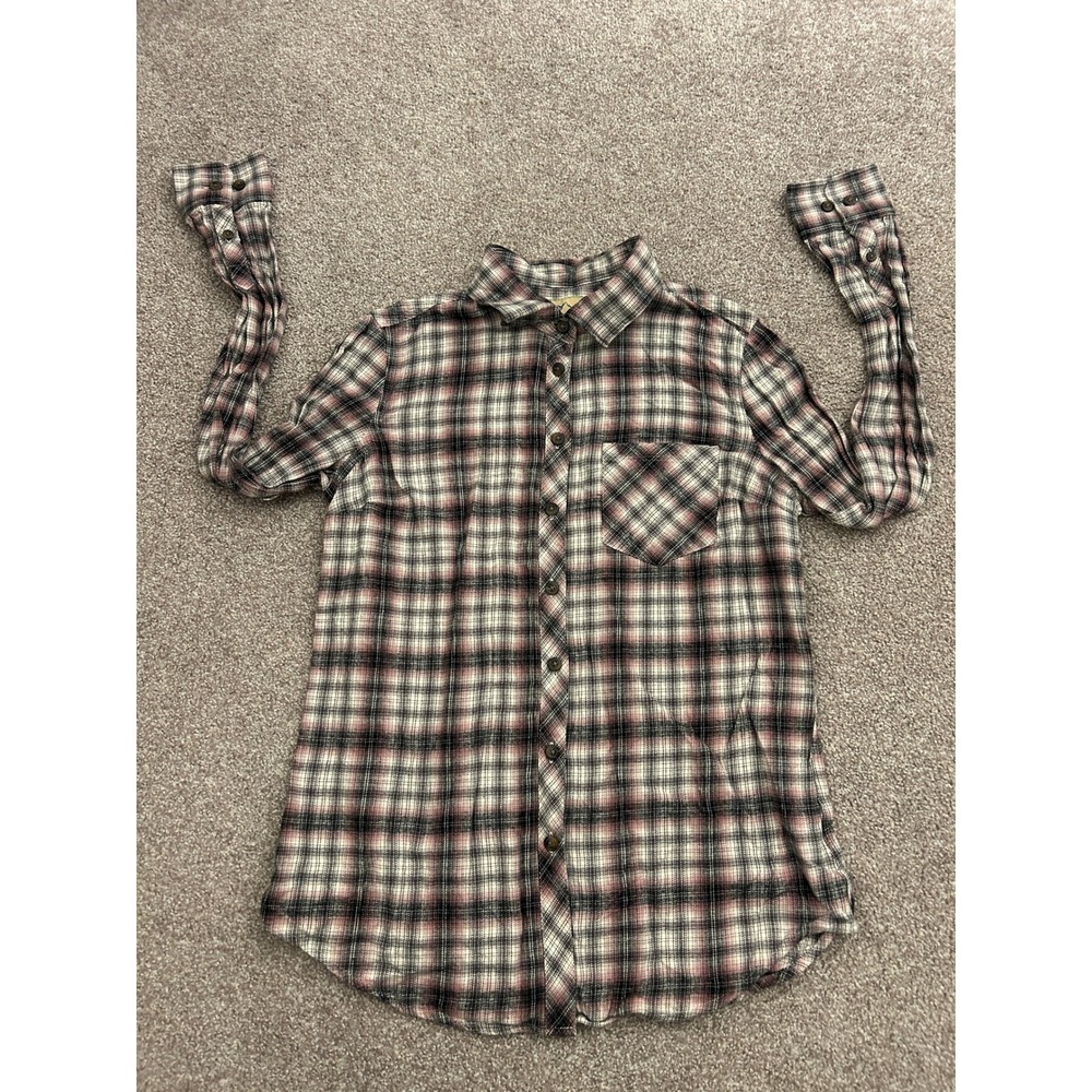 Blue Mountain Plaid Button Down Shirt Womens Small Pink Black Excellent Cotton
